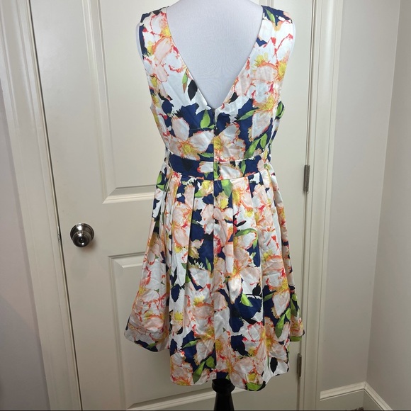 J Crew Dress Sateen Floral Fit & Flare Midi Dress C3327 Sz 6 - Picture 6 of 15